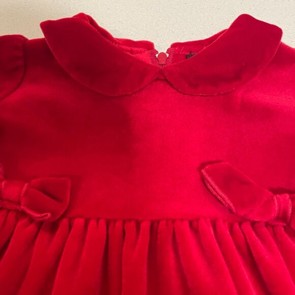VTG 90s Childrens Place Red Velvet Christmas Dress w/ Peter Pan Collar Sz 12 Mos - Picture 7 of 13